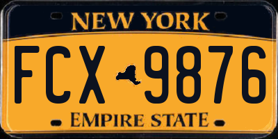 NY license plate FCX9876