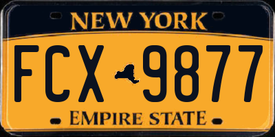 NY license plate FCX9877