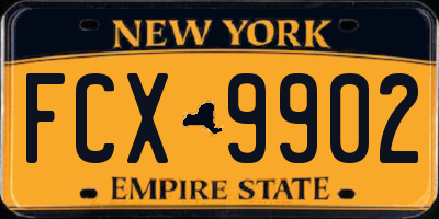 NY license plate FCX9902