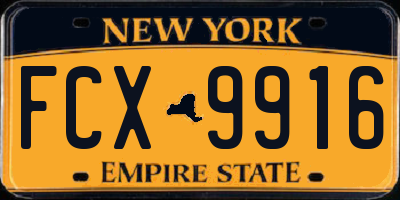 NY license plate FCX9916