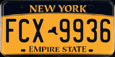 NY license plate FCX9936