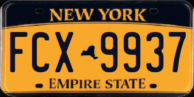 NY license plate FCX9937