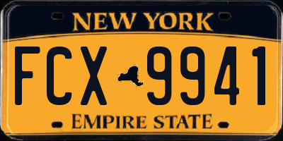 NY license plate FCX9941