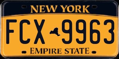 NY license plate FCX9963