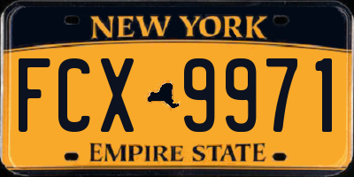 NY license plate FCX9971