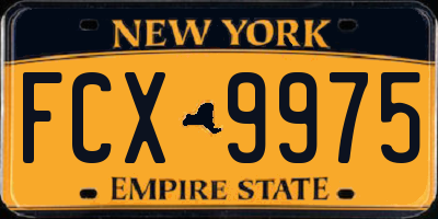 NY license plate FCX9975