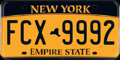 NY license plate FCX9992