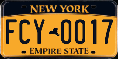 NY license plate FCY0017