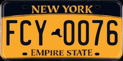 NY license plate FCY0076