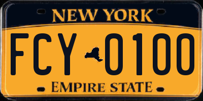 NY license plate FCY0100
