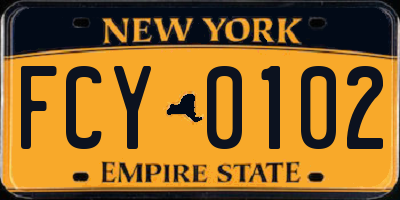 NY license plate FCY0102