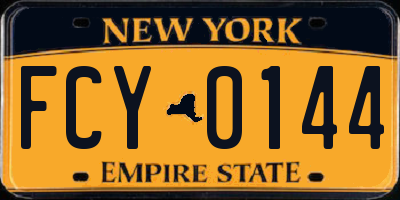 NY license plate FCY0144