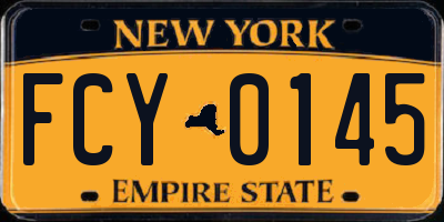 NY license plate FCY0145