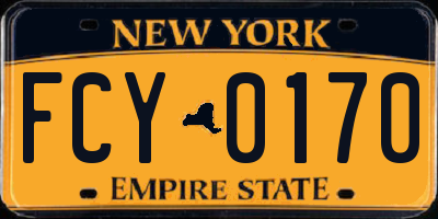 NY license plate FCY0170