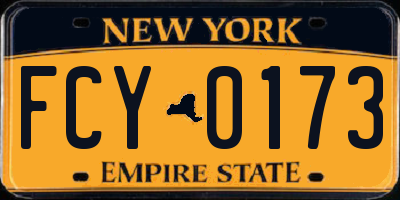NY license plate FCY0173