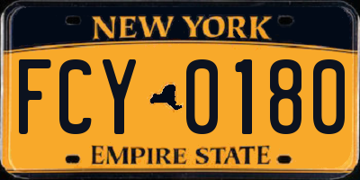 NY license plate FCY0180