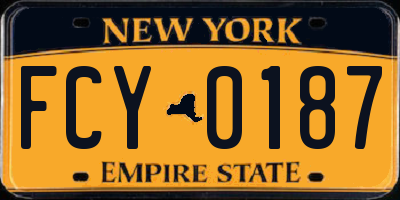 NY license plate FCY0187