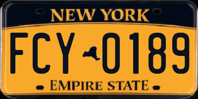 NY license plate FCY0189