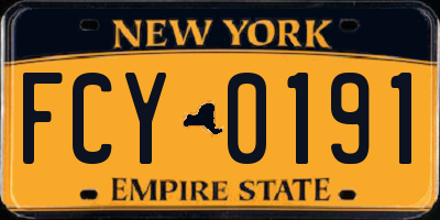 NY license plate FCY0191