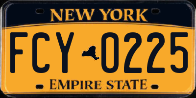 NY license plate FCY0225