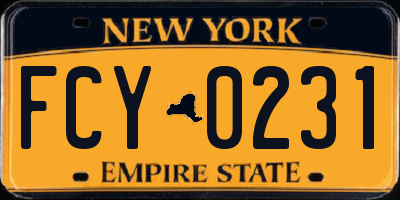 NY license plate FCY0231