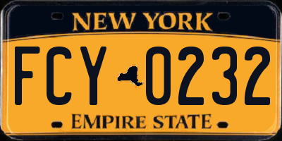 NY license plate FCY0232