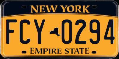 NY license plate FCY0294