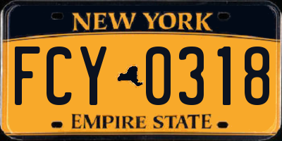 NY license plate FCY0318