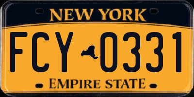 NY license plate FCY0331