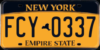 NY license plate FCY0337