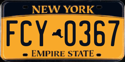 NY license plate FCY0367