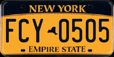 NY license plate FCY0505