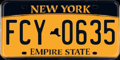 NY license plate FCY0635