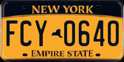 NY license plate FCY0640
