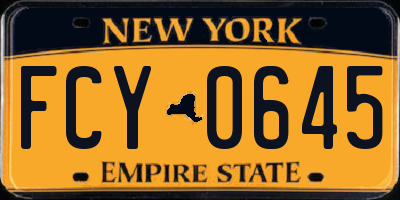 NY license plate FCY0645