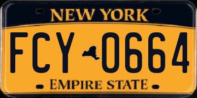 NY license plate FCY0664