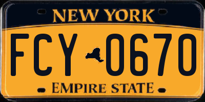 NY license plate FCY0670