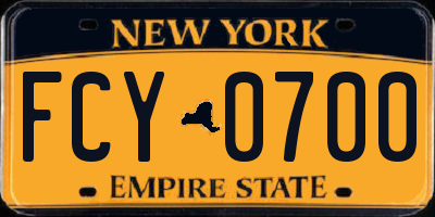 NY license plate FCY0700