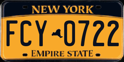 NY license plate FCY0722
