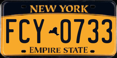NY license plate FCY0733
