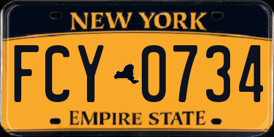 NY license plate FCY0734