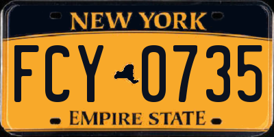 NY license plate FCY0735