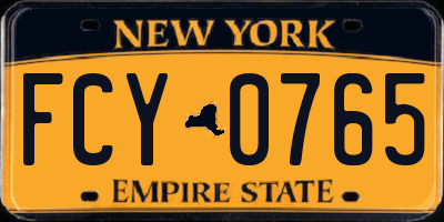 NY license plate FCY0765