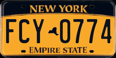NY license plate FCY0774