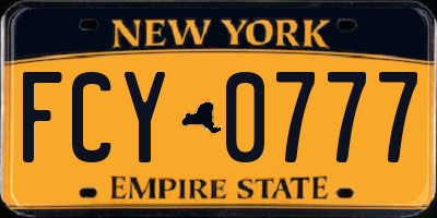 NY license plate FCY0777