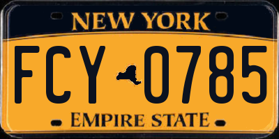 NY license plate FCY0785