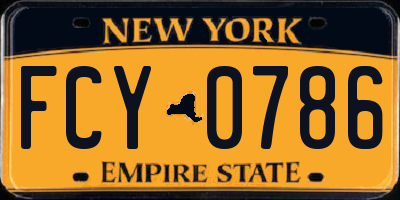 NY license plate FCY0786