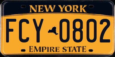 NY license plate FCY0802