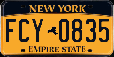 NY license plate FCY0835