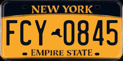 NY license plate FCY0845